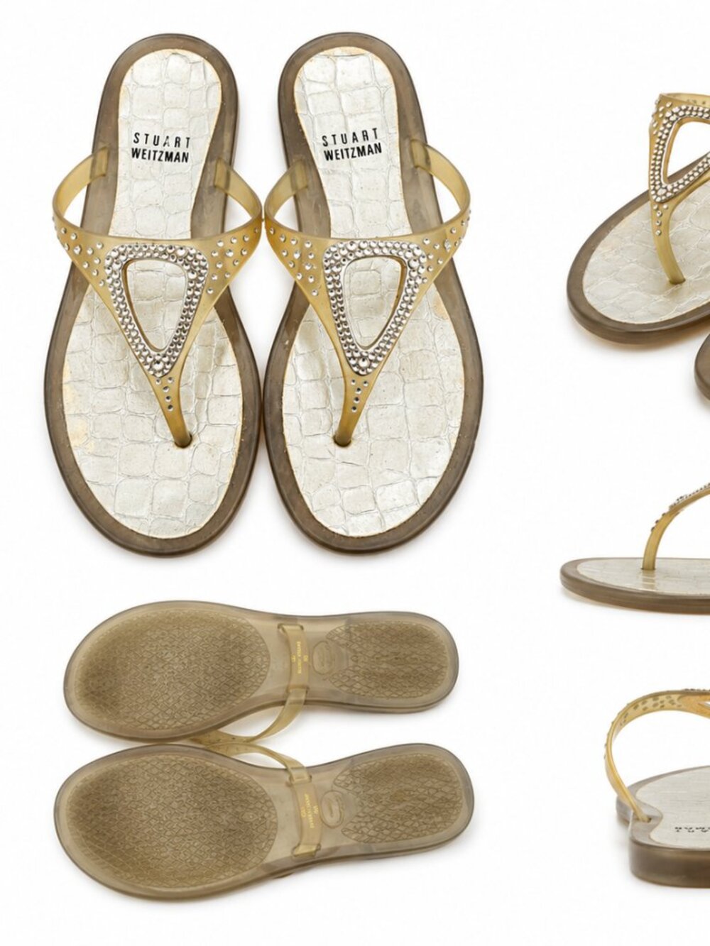 Stuart Weitzman Rhinestone Jelly Flip Flops Sandals – Women’s Size 5